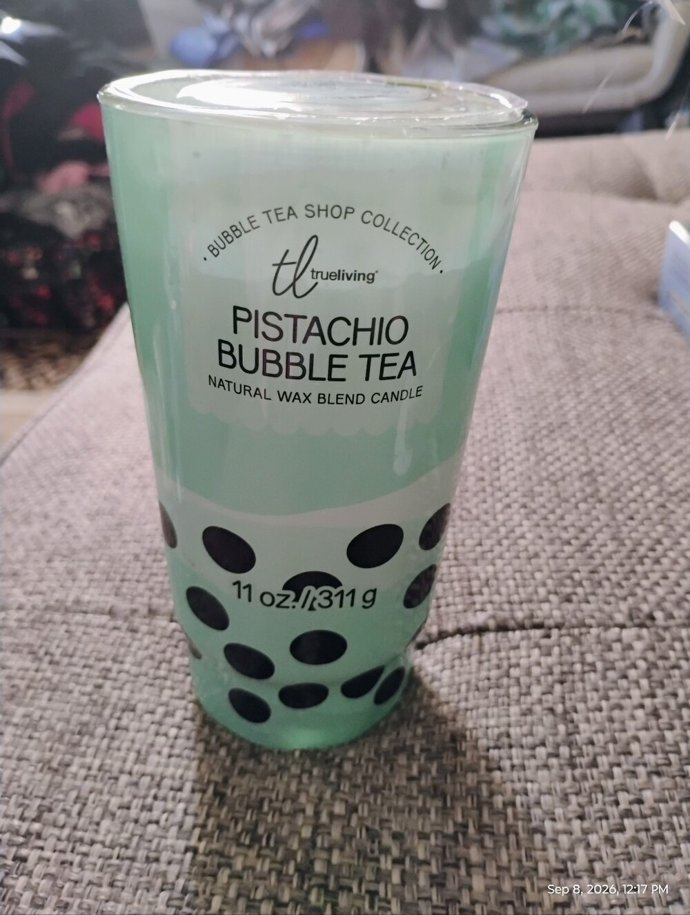 ♥️Trueliving Pistachio Bubble Tea Scented Candle - Mint Green